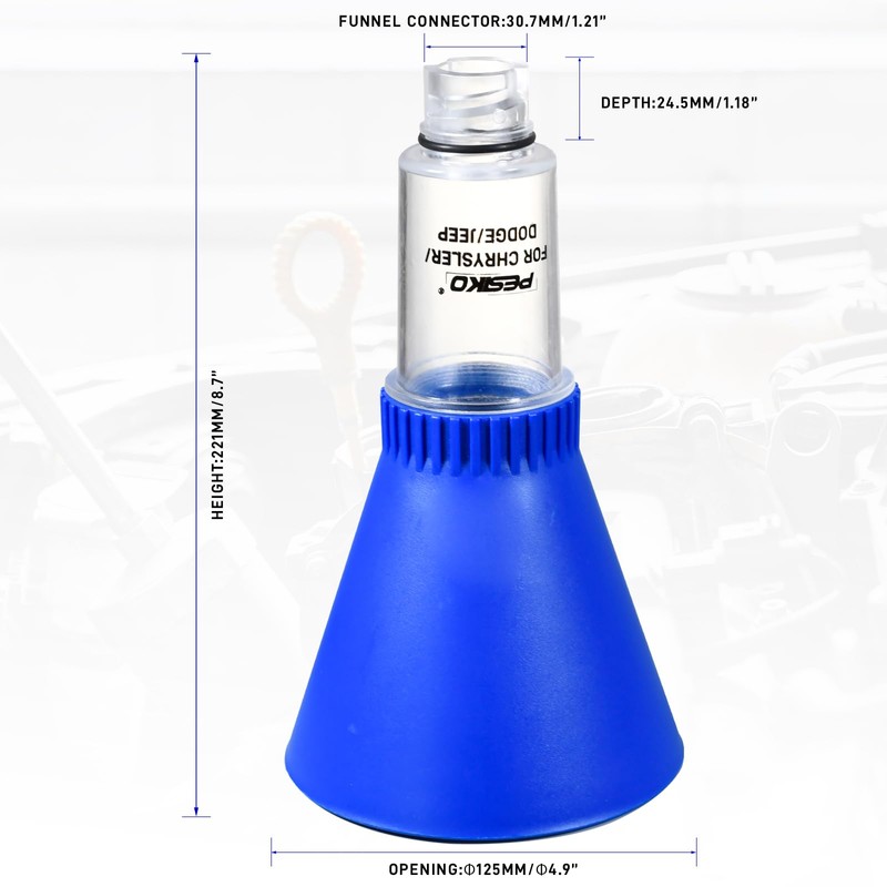 PESIKO Engine Oil Funnel Spill-Free Hands-Free Compatible with Chrysler Dodge