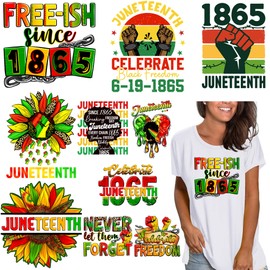 10 Sheets Juneteenth Iron on Decals for T-Shirt Heat Transfer Patches Vinyl Sticker for Clothing Backpack Jackets Washable Ready to Press Decoration Applique DIY Crafts