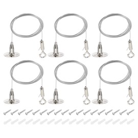 PATIKIL 4 Pcs Adjustable Picture Hanging Wire Kit, 2m/6.6ft Fit for 1.5mm Wire Heavy Duty PVC Coated Stainless Steel Wire Rope Hanger Hardware with Hanging Disc for Hanging Mirrors, Frames