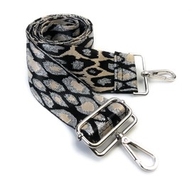 VersaKits Purse Straps Replacement Crossbody Leopard Print 2 Inch Extra Wide with Silver Buckles Silver Thread Adjustable Shoulder Guitar Strap for Crossbody Bag Purse Handbag