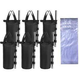 Baldachin-Gewichtssäck-Set mit Wasserspeicherbeuteln für Pavillon, Zelt, Festzelt, Carport, 6er-Pack Sandsäcke und 6er-Pack Wassersäcke, Schwarz (Schwarz, R-6PCS)