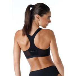 Lovable Reggiseno Sportivo Alto Impatto in Microfibra Tecnica | Allacciatura Frontale | Cotone Interno | Supporto con T-Back | Active Comfort Donna, Nero, 36 / 4D