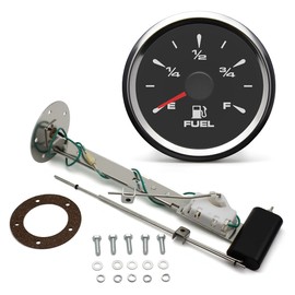 SINCO TECH Marine Fuel Level Gauge with Fuel Tank Sending for 4-23 Inch Depth Marine Boat RV Yacht Car Truck Motorcycle 12V/24V Universal 2" 52mm Car Meter Stainless Steel (Fuel Gauge with Sensor)