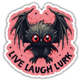 Mothman Stickers Live Laugh Lurk Stickers Funny Mothman Colors Vinyl Stickers, Weather-Resistant Sticker for Water Bottles, Laptop, Window, Car Size 4"