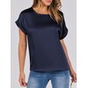 ANRABESS Women's Summer Dressy Casual Short Sleeve Shirts Crewneck Silk