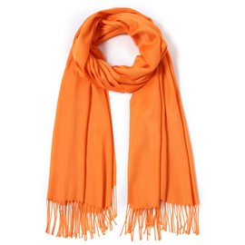 Cindy & Wendy Pashmina Shawls and Wraps Large Scarfs for Women Wedding Party Bridal Long Fashion Solid Shawl Wrap with Fringes (orange)
