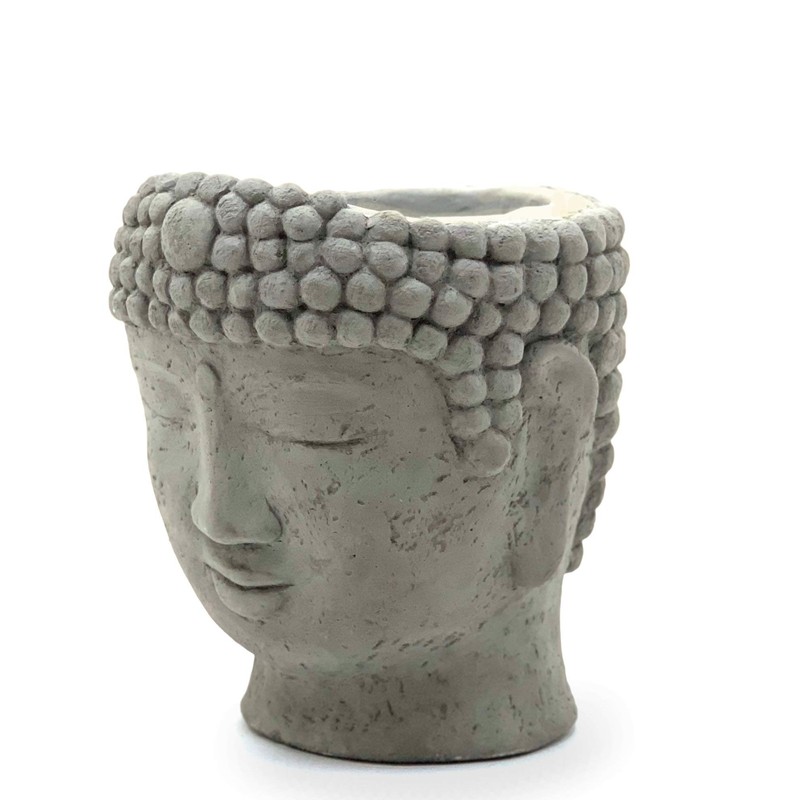 Designer Stone Buddha Head Planter-Solid Stone, with Drainage, Sealed for