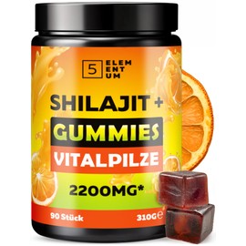 Original Shilajit Rubbers - High Dose 2200 mg | Pack of 90 - Reinforced Premium Mushroom Complex with Lion Mane, Reishi, Chaga & Cordyceps - Himalaja Shilajit for Optimal Energy & Health