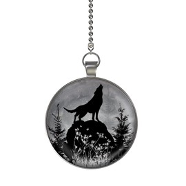 Gotham Decor Woodland Rock Wolf Glow in The Dark Ceiling Fan and Light Pull Chain Pendant
