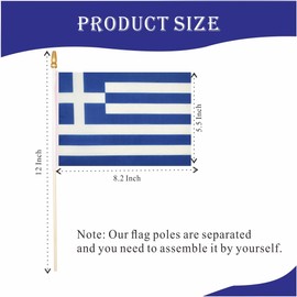 XCFH 20 Pack Greece Mini Stick Flag Small Greek Handheld 5x8 Inch Flags Fade Resistant & Vivid Colors
