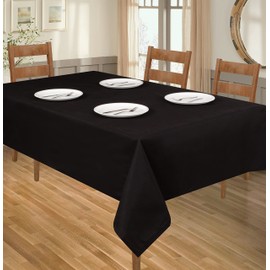 Mantel rectangular de 60 x 84 pulgadas, mantel de poliéster lavable, mantel de tela para mesa de comedor, boda, fiesta, comedor, banquetes, fiestas buffet y camping (60 x 84 pulgadas, negro)