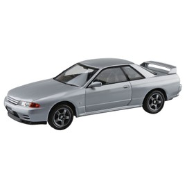 Aoshima Bunka Kyozai 1/32 The Snap Kit Series Nissan R32 Skyline GT-R Spark Silver Color Coded Plastic Model 14-D
