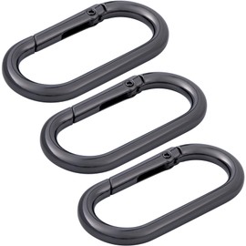 Isslly 3pcs Oval Spring Ring Clips, Metal O Ring Snap Buckle Clasp for Backpacks Purse Bag Strap, Heavy Duty Carabiner Clips for Hiking Camping Fishing- Black