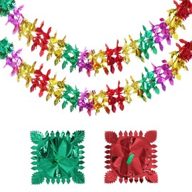 2Pcs Christmas Ceiling Decorations, Christmas Foil Decorations, Christmas Garland, Retro Festive Swirl Hanging Decorations for Indoor Outdoor Birthday Wedding Christmas Decorations Supplies, 8.2ft