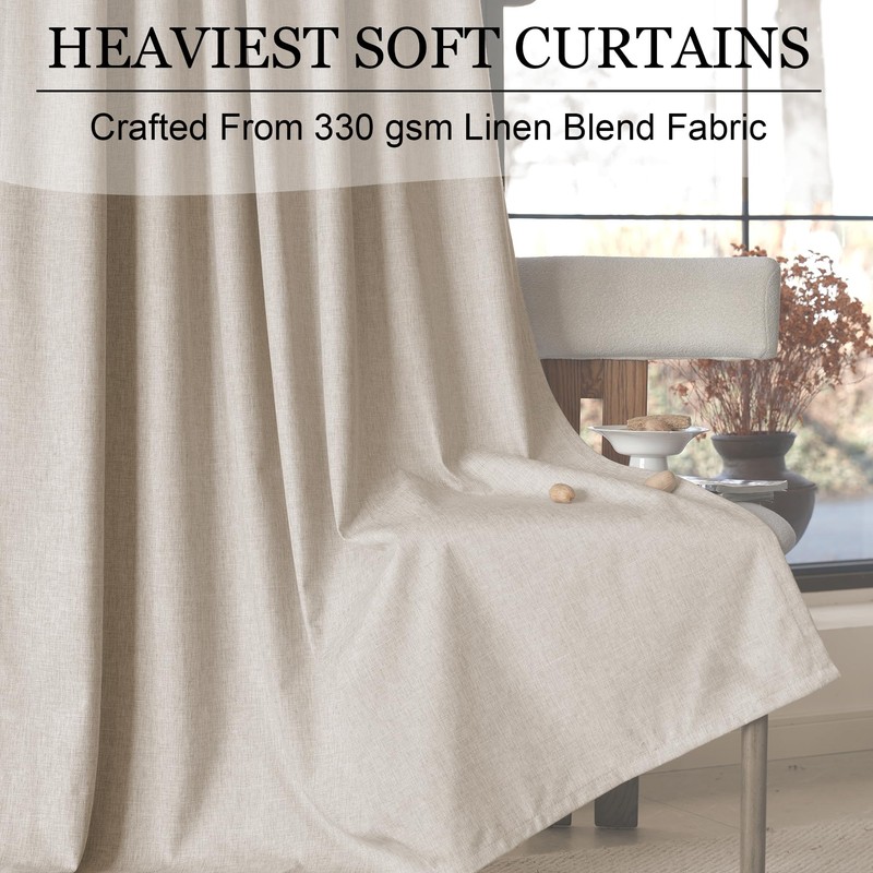 Blackout Curtains 24 Inch Long for Bedroom, Oatmeal 2 Panels