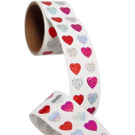 JILLSON & ROBERTS Bulk Roll Prismatic Stickers, Mini Hearts (100 Repeats)