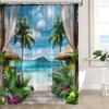 LAEDCIITI Ocean Beach Shower Curtain Tropical Summer Palm Tree Leaves