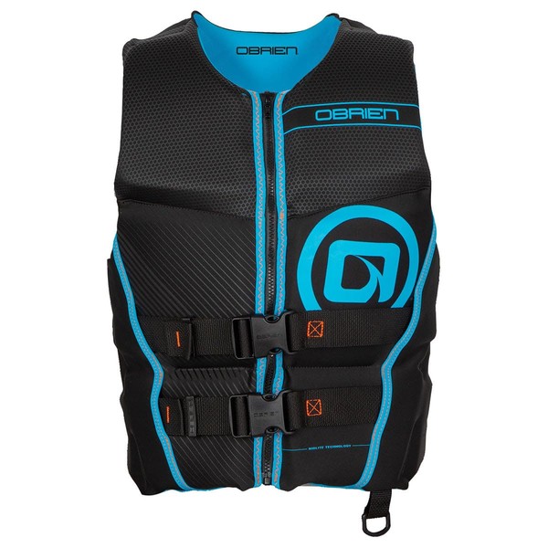 O'Brien Men's Flex V-Back Life Jacket - Black/Cyan (XX-Large)