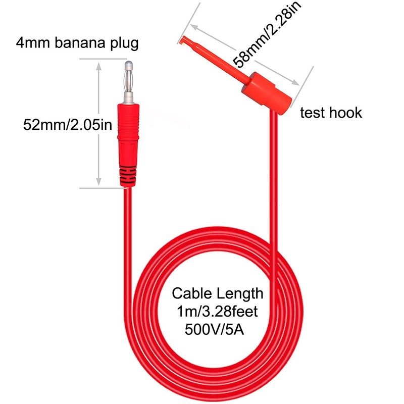 Greluma 2pcs 4mm Banana Plug to Mini Grabber Test Hook