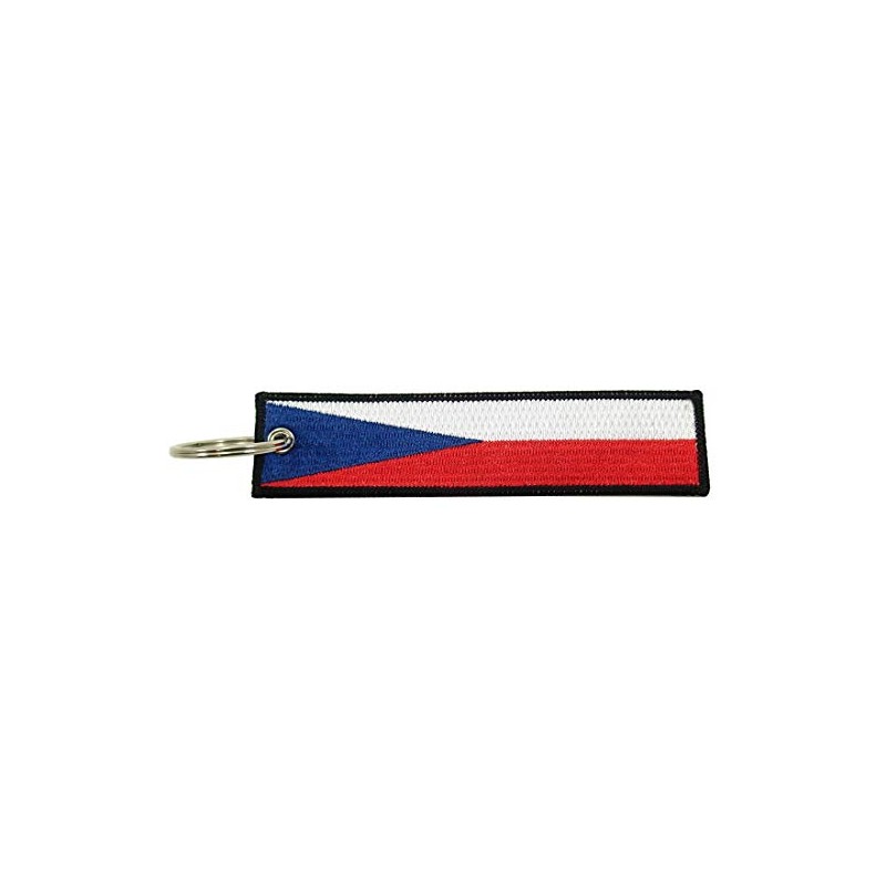 Czech Republic Flag Key Chain, 100% Embroidered