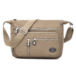 GFM® Womens Nylon Waterproof Cross Body Shoulder Bag - S4-6393-Beige - (NCB-6393-TR)