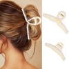 Kilshye Pearl Hair Claw Clips Medium Hair Jaw Clamps Styling Hair Accessories for Women and Girls (Pack of 2) (A, One Size)