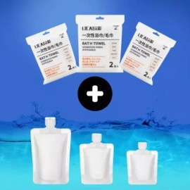 휴대용 수건 타월 여행용 휴대용기set Portable Towel Travel Storage Kit Set [Bottle set + towel]