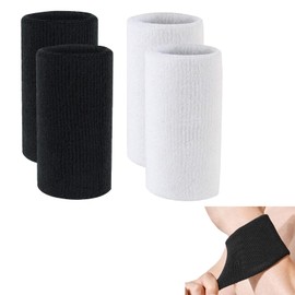Wrist Bands Sport 4PCS High Elastic Sweat Absorbing Wristbands Black White Breathable Quick Dry Fit for Men Women Running Basketball Yoga Cycling Outdoor Workout