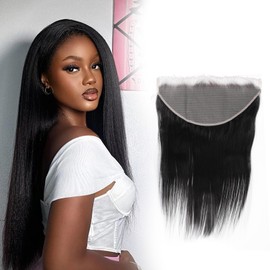 Filelf 13x4 Closure Hd Lace Frontal,Invisible Natural Hairline Single Knot Free Part Silky Glueless Design Clean Lace Closure Straight Natural Black 16 Inch