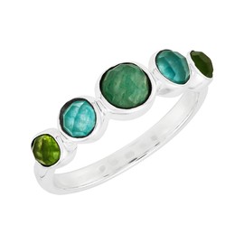 Silpada 'Let Things Grow' Sterling Silver Green Aventurine and Multi-Colored Quartz Ring, Size 11, Size 11