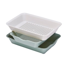 Ihara Planning VC-GRL Stackable Antibacterial Bat & Colander, Wide, Smoky Green, Made in Japan