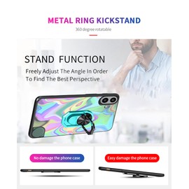 Tuxiwei Soft TPU Case Compatible with Xreal Beam Pro Case with Rotatable Built-in Ring Holder Grip Finger Kickstand [Support Car Magnetic] Hands Free | Multi-Colored Art Wavy Painting Printed