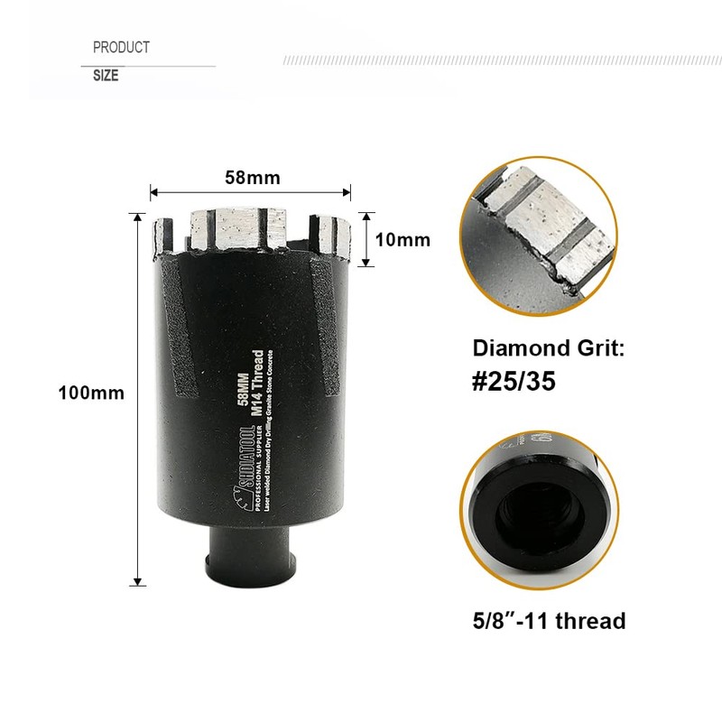 SHDIATOOL Diamond Core Drill Bits 2-1/4 Inch for Hard Stone