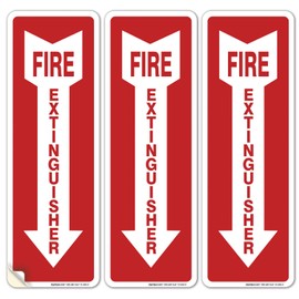(3 Pack) Fire Extinguisher Sign, Fire Extinguisher Stickers, 4x12 Inches, 4 Mil Vinyl Self Adhesive Durable Decal Stickers, Long Lasting, Weatherproof and UV Protected, Made in USA by Sigo Signs