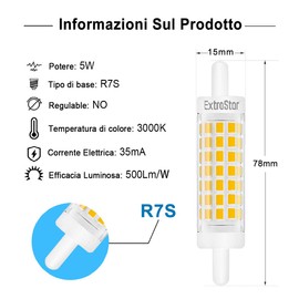 EXTRASTAR R7S LED Non-Dimmable 5W 78mm LED Bulb with Double Linear Effect 3000K Equivalent to 40W 500LM Pack of 2 Warm White