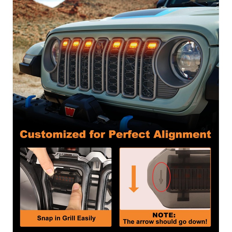 Grill Lights for Jeep Wrangler JL JLU Front Bumper Grille