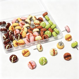 60Pcs Cute Mini Bread Push Pins Fun Food Thumb Tacks for Photo Wall Cork Board School Offices Decorative Push Pins for Bulletin Board