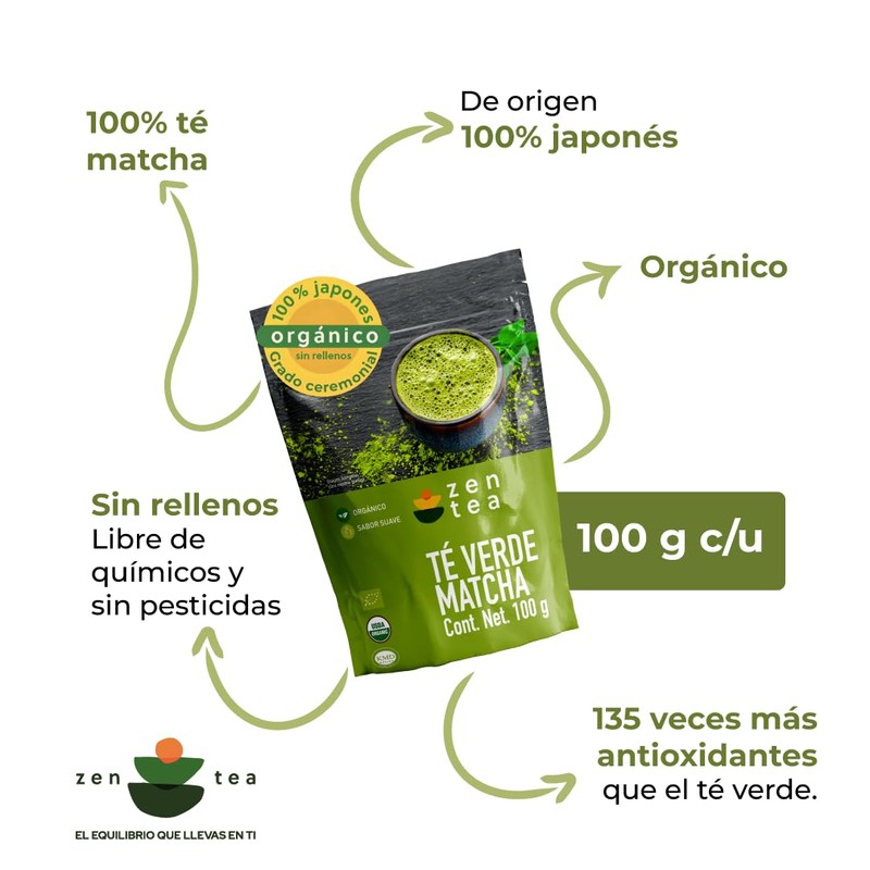 Zen Tea Pack 2 Té Verde Matcha Japónes Natural y