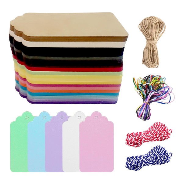 Set of 200 Colorful Gift Tags, Decorative Hanging Tags, 20