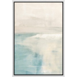 SIGNWIN Framed Canvas Print Wall Art Pastel Watercolor Teal Tan Landscape Abstract Shapes Illustrations Modern Art Minimal Relax/Calm Multicolor for Living Room, Bedroom, Office - 24"x36" White