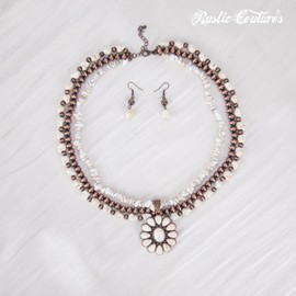 Montana West Montana West Rustic Couture's Turquoise Jewelry Set for Women Cowgirl Layered Boho Collar Necklace Set RNS-1011WT