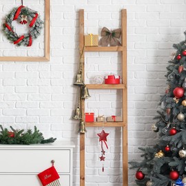 Christmas Hanging Bells XXL Large Cow Bells on Rope Bells Vintage Bells Rustic Metal Bell Bell for Fireplace, Porch or Garden Indoor Outdoor