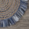Homeroots 4' Blue And Beige Hand Woven Round Rug