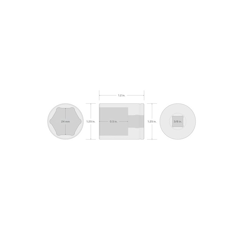 TEKTON 3/8 Inch Drive x 24 mm Shallow 6-Point Socket