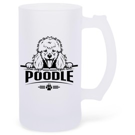 100 North Poodle Frosted Matte 16 Ounce Glass Beer Mug Stein Craft Drinking Companion
