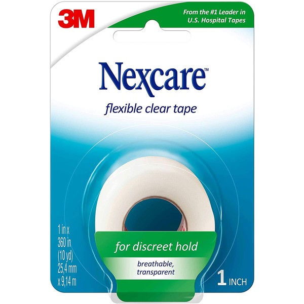 Nexcare Flexible Clear First Aid Tape, Tears Easily, for Securing Medical Devices, 1 Roll