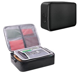 BOZHOUGG ® Fireproof Document Box with Lock - Waterproof Home Safe for Passports, Deeds, Cash & Documents | A4 Portable | UK-Trusted​
