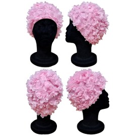 Blue Reef Virgo Floral Women's Classic Retro 3D Flower Petal Plain Pretty Stylish Vintage Swimming Cap Swimming Cap One Size Adult (Pastel Pink)
