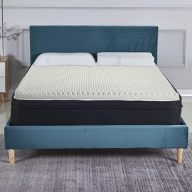 Nutan, 3-Inch Convoluted High Density Foam Mattress Topper, CertiPUR-US Certified for Superior Comfort and Support, Queen, White