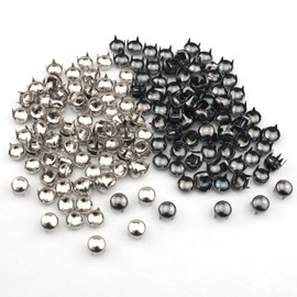 ZZHXSM 200PCS Round Mushroom Head Metal Four Claw Bead Nails 6mm Rivet Handbag Clothing Accessories Black White Nickel Each 100pcs for Repairing Decorative Jacket DIY Leather Crafts